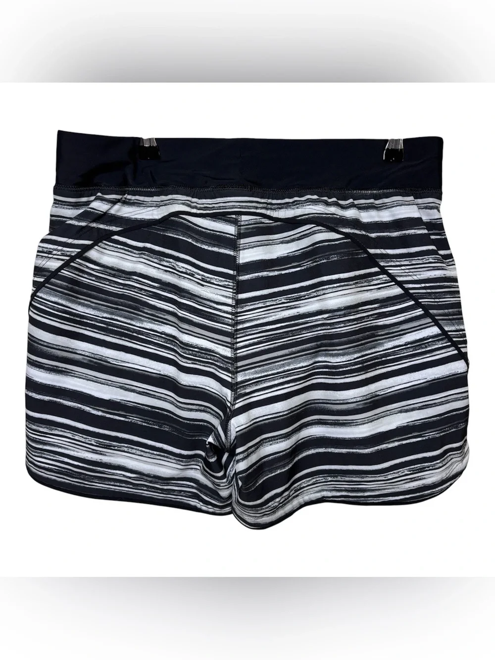 Lands' End Women Swim Shorts Size 12 Quick Dry Black White Stripes 5